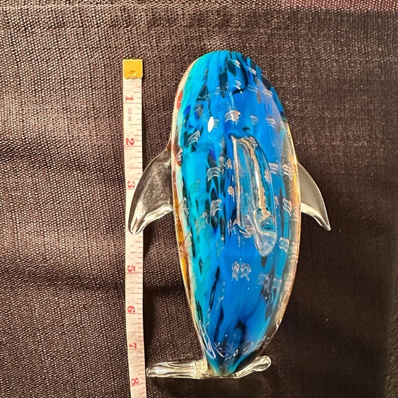 Beautiful Murano Style Blown Glass Dolphin With Vivid Colour - Picture 8 of 9
